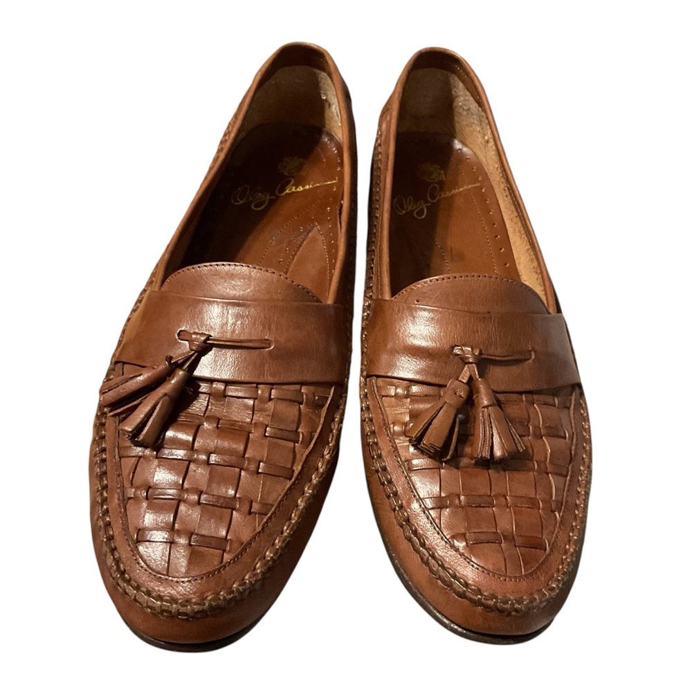 Oleg Cassini Brown LeatherLoafers with Tassels size 10D